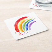 Waterverf Splash Rainbow Kartonnen Onderzetters (Schuin)