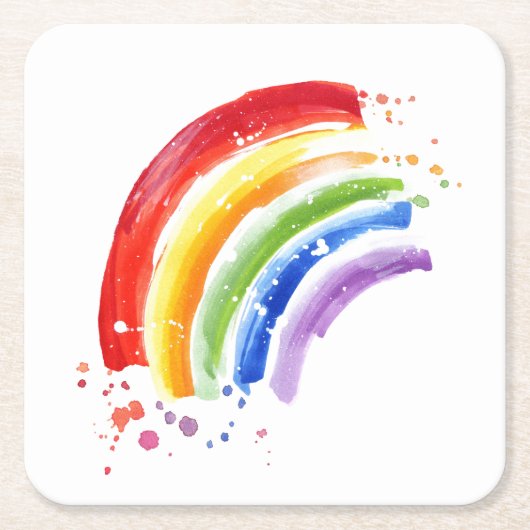 Waterverf Splash Rainbow Kartonnen Onderzetters (Voorkant)