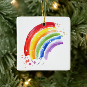 Waterverf Splash Rainbow Keramisch Ornament