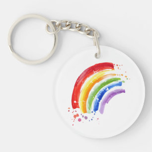 Waterverf Splash Rainbow Sleutelhanger