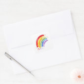 Waterverf Splash Rainbow Vierkante Sticker (Envelop)