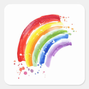 Waterverf Splash Rainbow Vierkante Sticker