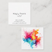 Waterverf Splash Rainbow Vierkante Visitekaartje (Voorkant / Achterkant)
