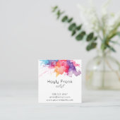 Waterverf Splash Rainbow Vierkante Visitekaartje (Staand voorkant)