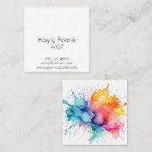 Waterverf Splash Rainbow Vierkante Visitekaartje (Voorkant / Achterkant)