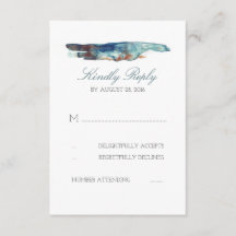 Waterverf Splash Retro Beach Wedding RSVP-kaarten