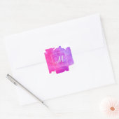 Waterverf Splash | Roze en Paars zwadden Vierkante Sticker (Envelop)