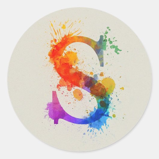 Waterverf Splash S Ronde Sticker (Voorkant)