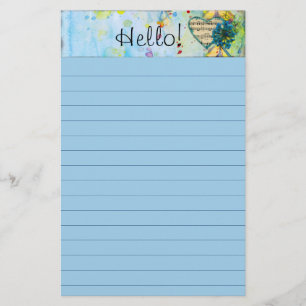 Waterverf Splash Sheet Music Heart Lined Briefpapier