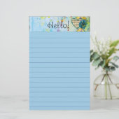 Waterverf Splash Sheet Music Heart Lined Briefpapier (Staand voorkant)