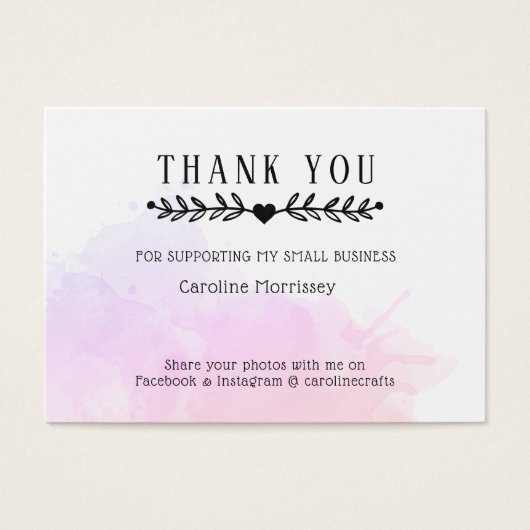 Waterverf Splash Small Business Dank u Invoegen Visitekaartje (Voorkant)