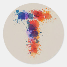 Waterverf Splash T Ronde Sticker