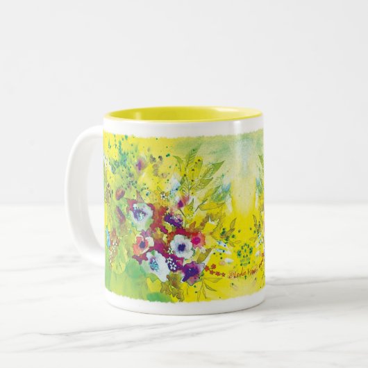 Waterverf Splash Tweekleurige Koffiemok (Voorkant links)