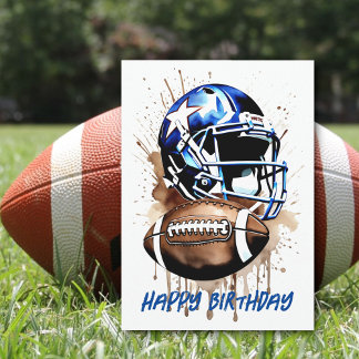 Waterverf Splash Verjaardagskaart American Footbal Kaart