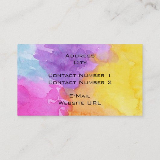 Waterverf splash Visitekaartje (Achterkant)