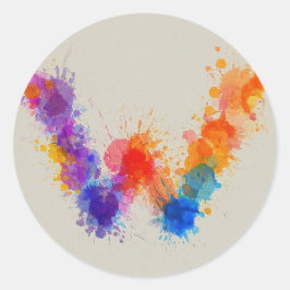 Waterverf Splash W Ronde Sticker