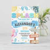 Waterverf Splash Waterslide Diapark Verjaardag Kaart (Staand voorkant)