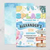 Waterverf Splash Waterslide Diapark Verjaardag Kaart (Voorkant / Achterkant)