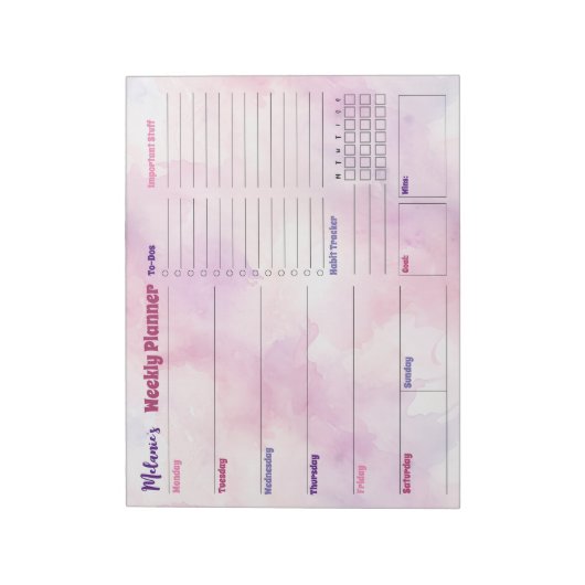  Waterverf Splash Weekly Planner Notitieblok (Linkerzijde)