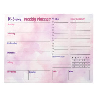  Waterverf Splash Weekly Planner Notitieblok
