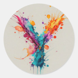 Waterverf Splash Y Ronde Sticker