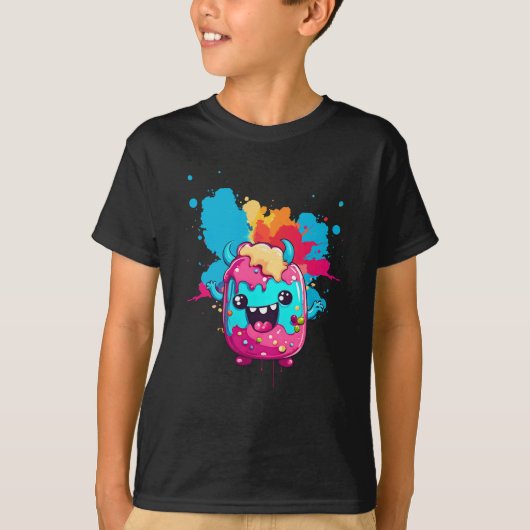 Waterverf Splashed Snoep Monster T-shirt (Voorkant)