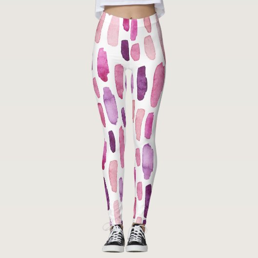 Waterverf Splashes: roze, Paarse. Leggings (Voorkant)