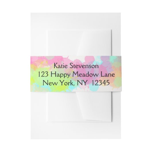 Waterverf Splashes van het Kleurrijke Abstracte Ve Uitnodigingen Wikkel (Voorkant Voorbeeld)