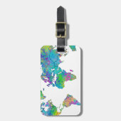 Waterverf Splashes Wereldkaart Bagagelabel (Voorkant verticaal)
