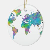 Waterverf Splashes Wereldkaart Keramisch Ornament (Links)