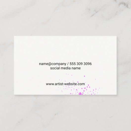 Waterverf Splat Artistic Expressive Visitekaartje (Achterkant)