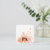 Waterverf Splat/Monogram Vierkante Visitekaartje (Staand voorkant)