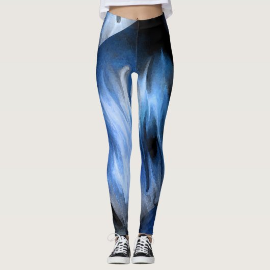 Waterverf Splatter Abstract Penseelstreken Canvas Leggings (Voorkant)
