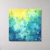 Waterverf Splatter Art geel groen blauw Canvas Afdruk (Voorkant)