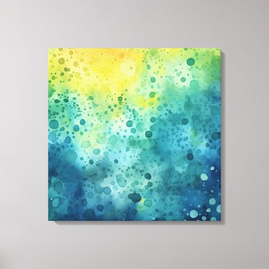 Waterverf Splatter Art geel groen blauw Canvas Afdruk (Voorkant)