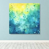 Waterverf Splatter Art geel groen blauw Canvas Afdruk (Insitu (Houten vloer))