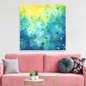 Waterverf Splatter Art geel groen blauw Canvas Afdruk (Insitu (Woonkamer))