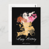 Waterverf Splatter Birthday Ice crème Briefkaart (Voorkant / Achterkant)