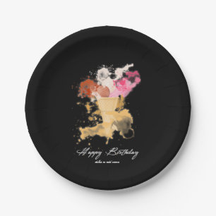 Waterverf Splatter Birthday Ice crème Papieren Bordje