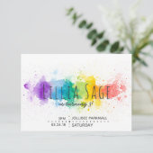 Waterverf Splatter Birthday Uitnodiging (Staand voorkant)