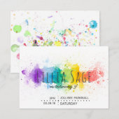 Waterverf Splatter Birthday Uitnodiging (Voorkant / Achterkant)