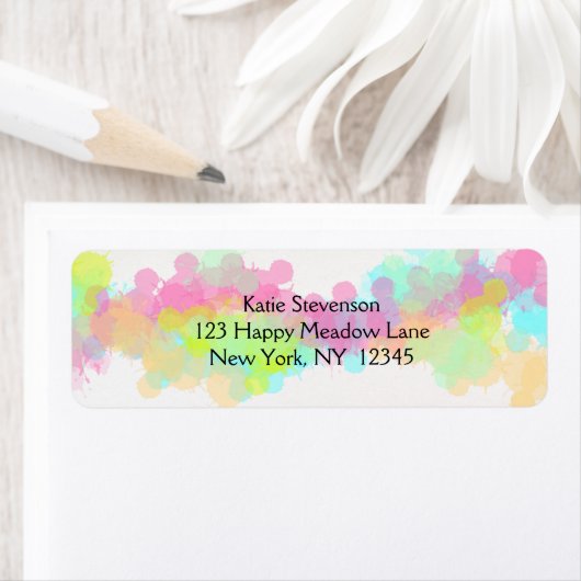 Waterverf Splatter Colorful Abstract Design Etiket (Insitu)