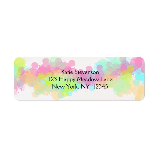 Waterverf Splatter Colorful Abstract Design Etiket (Voorkant)