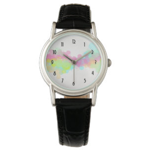 Waterverf Splatter Colorful Abstract Design Horloge