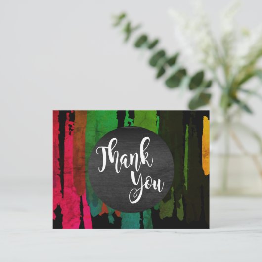 Waterverf Splatter Dank u Abstracte Moderne Briefkaart (Staand voorkant)