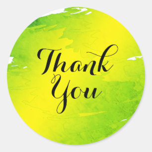 Waterverf Splatter Dank u Groen Abstract Ronde Sticker