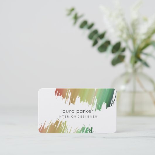 Waterverf Splatter Elegant Abstract Moderne Chic Visitekaartje (Staand voorkant)