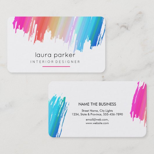 Waterverf Splatter Elegant Abstract Moderne Chic Visitekaartje (Voorkant / Achterkant)