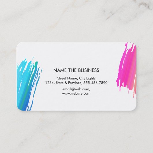 Waterverf Splatter Elegant Abstract Moderne Chic Visitekaartje (Achterkant)