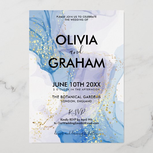  Waterverf Splatter Folie Folie Uitnodiging (Voorkant)